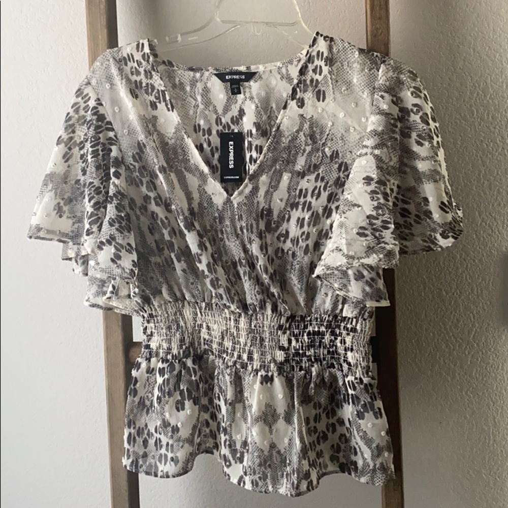 Express Black and White Animal Print Blouse